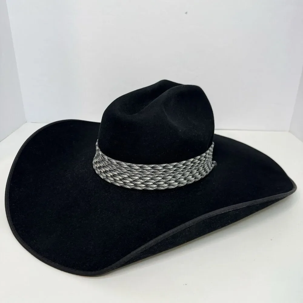 10X RESISTOL Black Beaver Felt 7 1/8 (MEX 57) Long Oval Self-Conforming Western